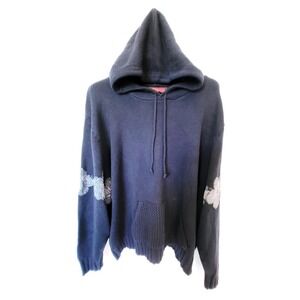 NWT Portfolio Hooded‎ Blue Sweater with Floral Accents - Size 3X